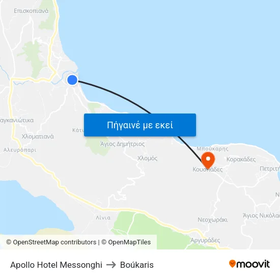 Apollo Hotel Messonghi to Boúkaris map