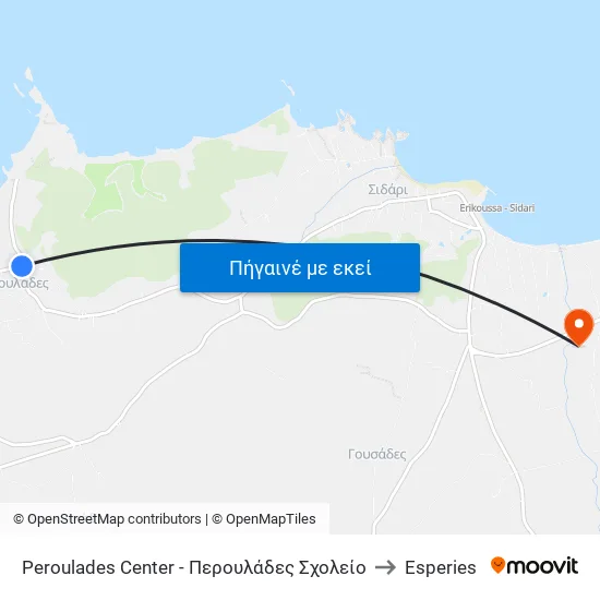 Peroulades Center - Περουλάδες Σχολείο to Esperies map