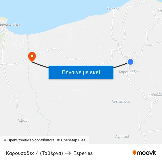 Καρουσάδες 4 (Ταβέρνα) to Esperies map