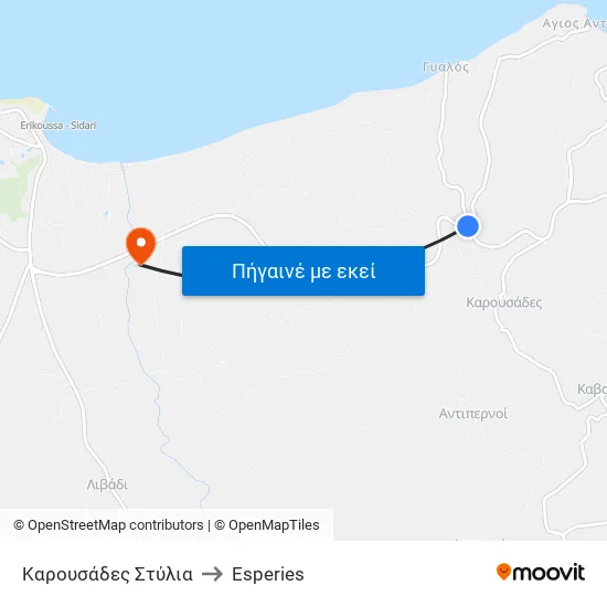Μούτη Στύλια to Esperies map