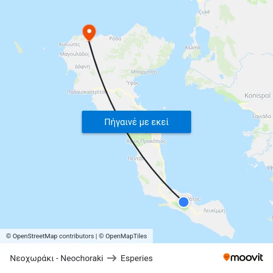 Νεοχωράκι - Neochoraki to Esperies map