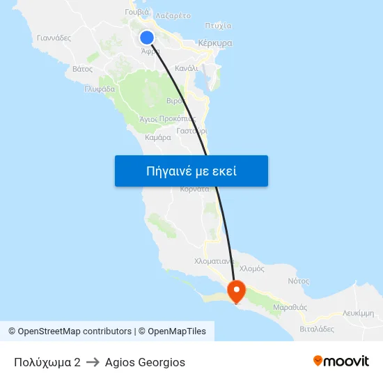 Πολύχωμα 2 to Agios Georgios map