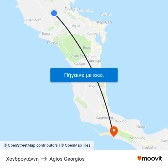 Χονδρογιάννη to Agios Georgios map