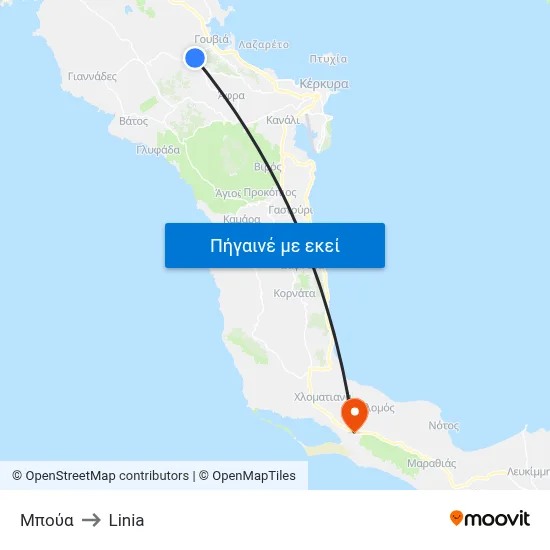 Μπούα to Linia map