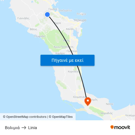 Βολιμιά to Linia map