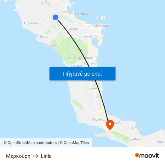 Μερκούρη to Linia map