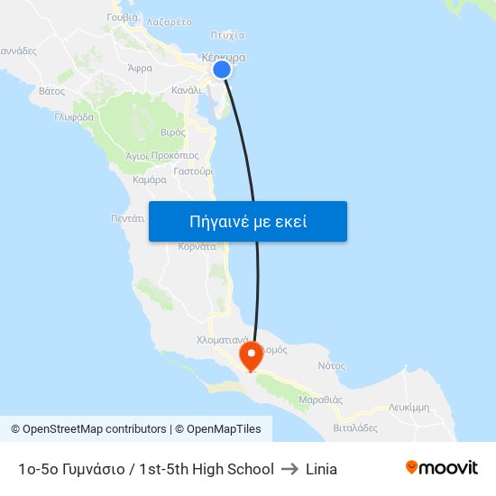 1ο-5ο Γυμνάσιο / 1st-5th High School to Linia map