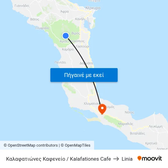 Καλαφατιώνες Καφενείο / Kalafationes Cafe to Linia map