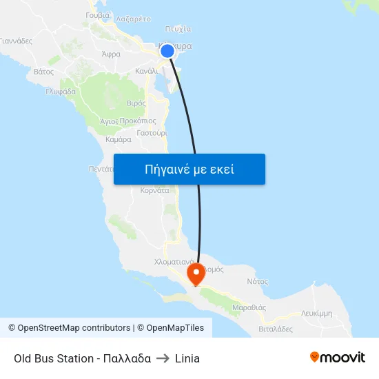 Old Bus Station - Παλλαδα to Linia map