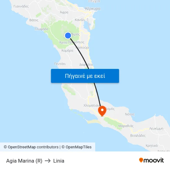Agia Marina (R) to Linia map
