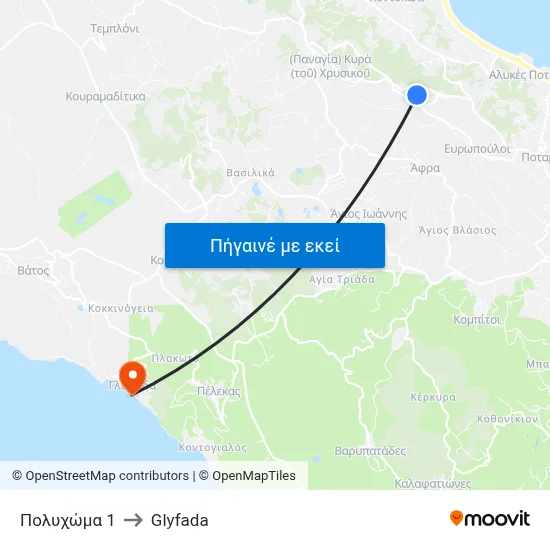 Πολυχώμα 1 to Glyfada map