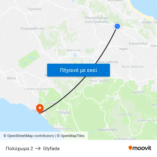 Πολύχωμα 2 to Glyfada map
