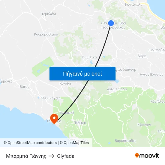 Μπαρμπά Γιάννης to Glyfada map