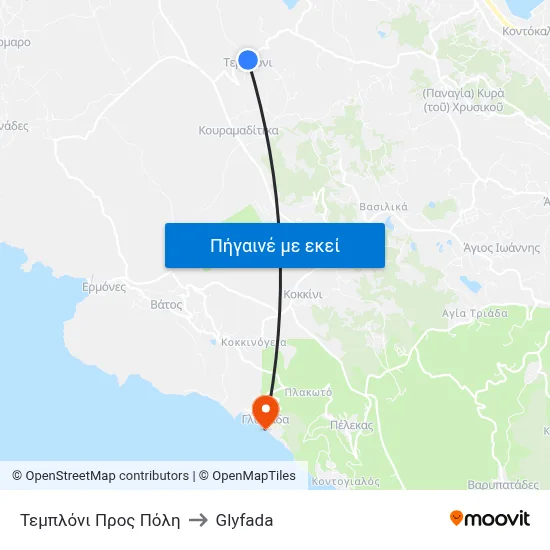 Τεμπλόνι Προς Πόλη to Glyfada map