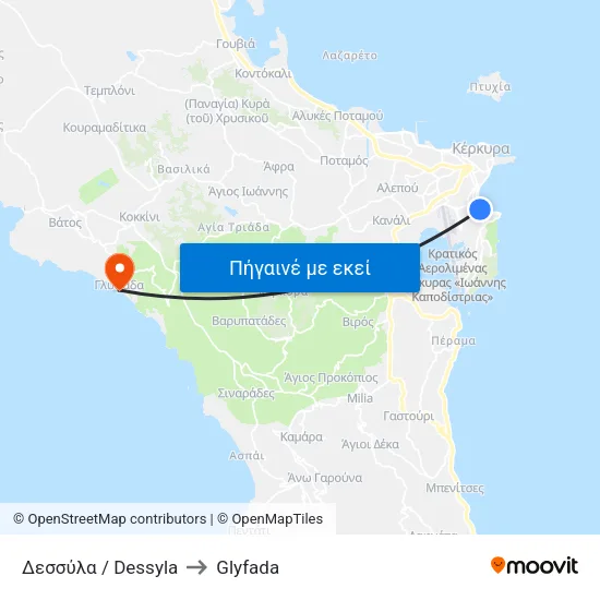 Δεσσύλα / Dessyla to Glyfada map