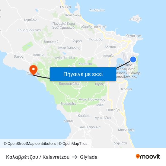 Καλαβρέτζου / Kalavretzou to Glyfada map