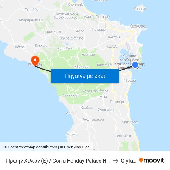 Πρώην Χίλτον (E) / Corfu Holiday Palace Hotel (R) to Glyfada map