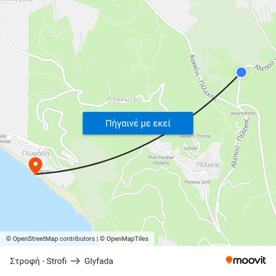 Στροφή - Strofi to Glyfada map
