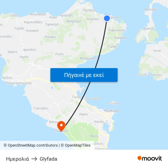 Ημερολιά to Glyfada map