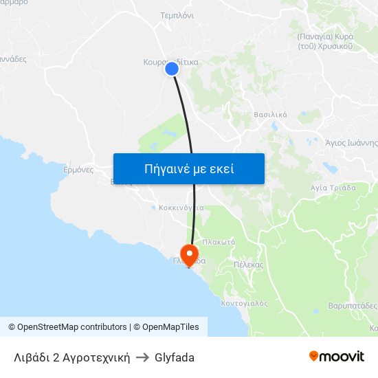 Λιβάδι 2 Αγροτεχνική to Glyfada map