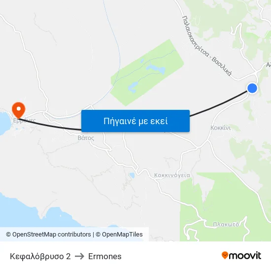 Κεφαλόβρυσο 2 to Ermones map