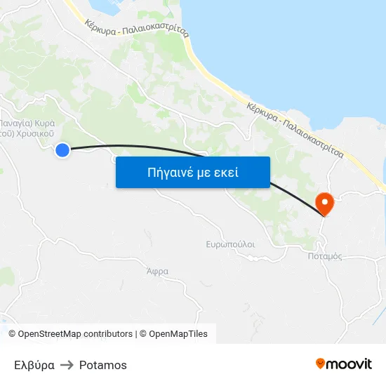 Ελβύρα to Potamos map