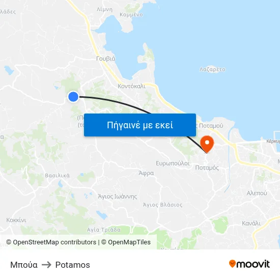 Μπούα to Potamos map
