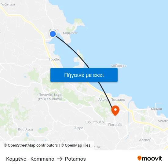 Κομμένο - Kommeno to Potamos map