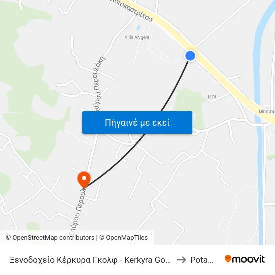Ξενοδοχείο Κέρκυρα Γκολφ - Kerkyra Golf Hotel to Potamos map