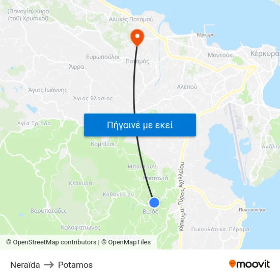 Neraïda to Potamos map