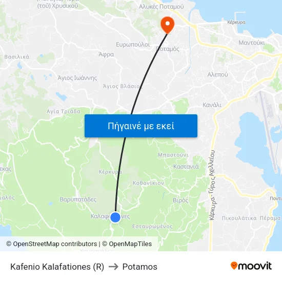 Kafenio Kalafationes (R) to Potamos map
