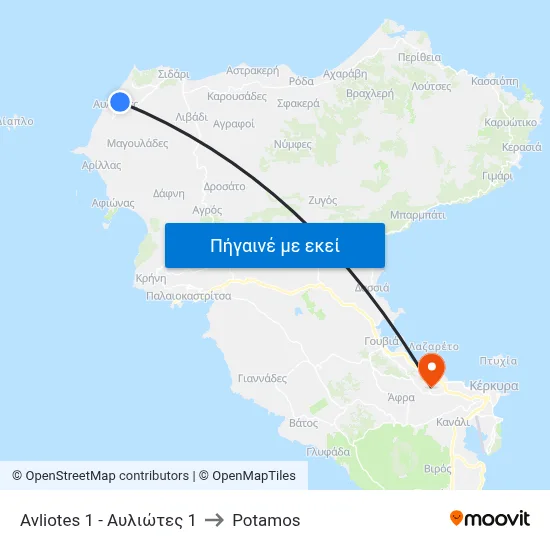 Avliotes 1 - Αυλιώτες 1 to Potamos map