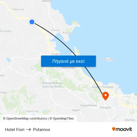 Hotel Fiori to Potamos map