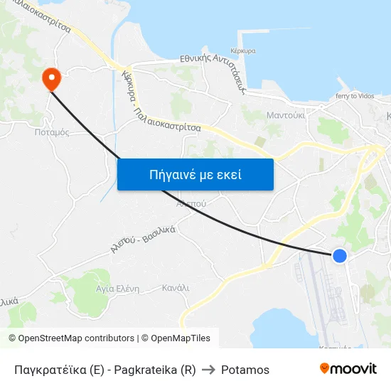 Παγκρατέϊκα (E) - Pagkrateika (R) to Potamos map