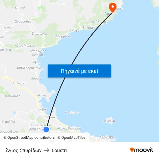 Άγιος Σπυρίδων to Loustri map