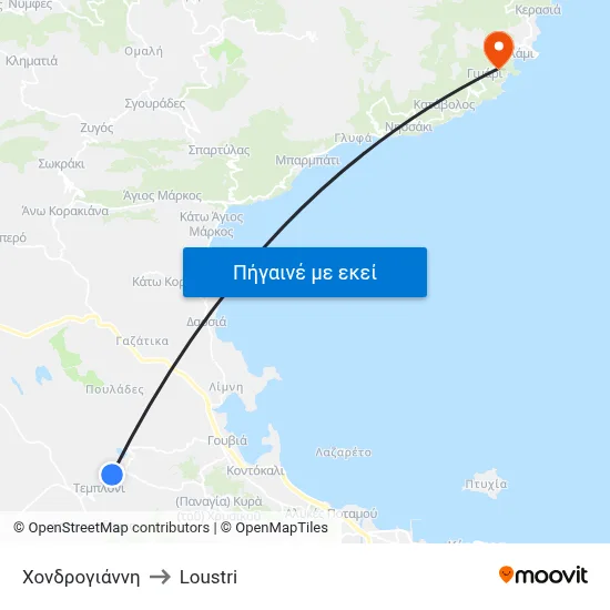 Χονδρογιάννη to Loustri map