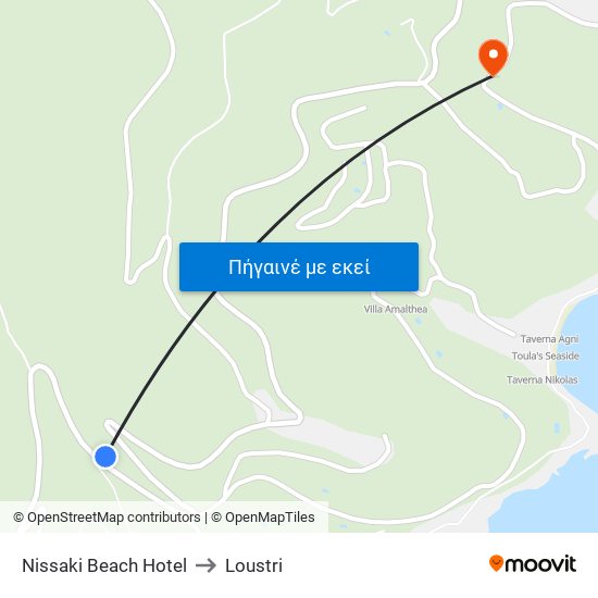 Nissaki Beach Hotel to Loustri map