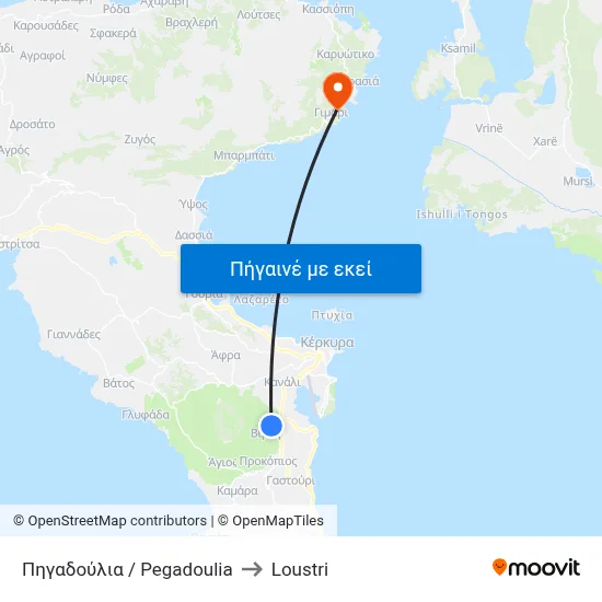 Πηγαδούλια / Pegadoulia to Loustri map