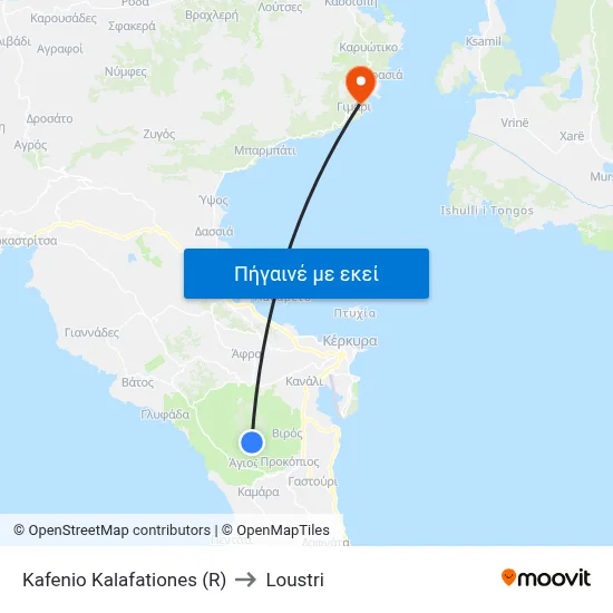 Kafenio Kalafationes (R) to Loustri map