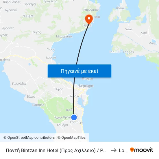 Ποντή Bintzan Inn Hotel (Προς Αχιλλειο) / Ponti Bintzan Inn Hotel (To Achillion) to Loustri map