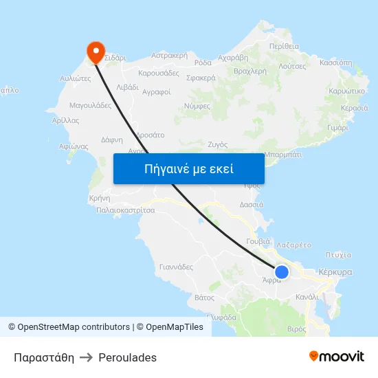 Παραστάθη to Peroulades map