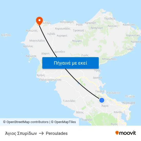 Άγιος Σπυρίδων to Peroulades map