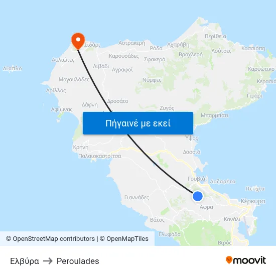 Ελβύρα to Peroulades map