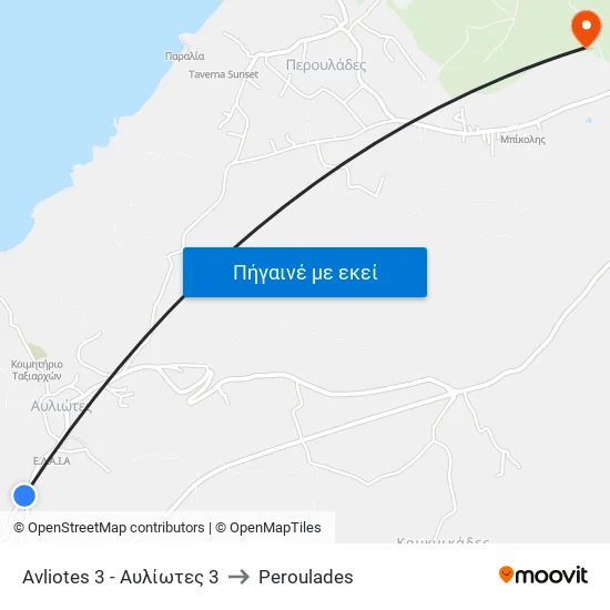 Avliotes 3 - Αυλίωτες 3 to Peroulades map