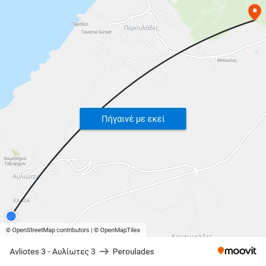 Avliotes 3 - Αυλίωτες 3 to Peroulades map
