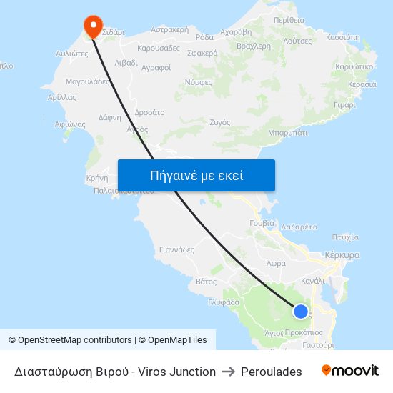 Διασταύρωση Βιρού - Viros Junction to Peroulades map