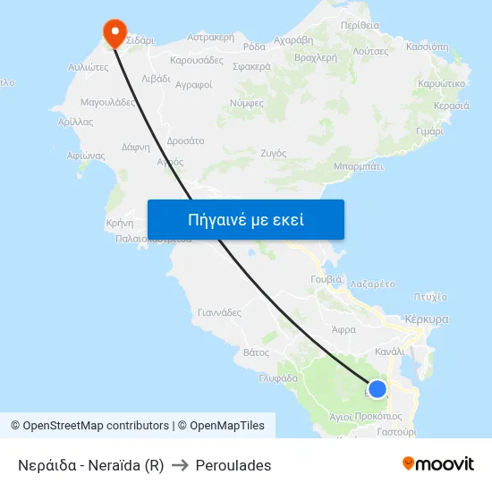 Νεράιδα - Neraïda (R) to Peroulades map