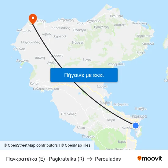 Παγκρατέϊκα (E) - Pagkrateika (R) to Peroulades map