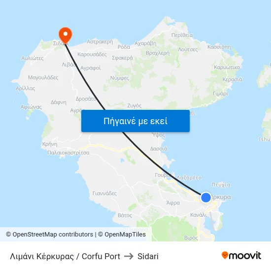 Λιμάνι Κέρκυρας / Corfu Port to Sidari map