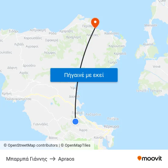 Μπαρμπά Γιάννης to Apraos map